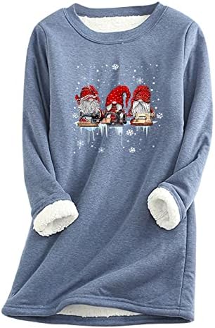 Žene ležerna božićna košulja gusta runa dukserica zimski okrugli vrat topli mekani modni juniors kratke hlače odijelo