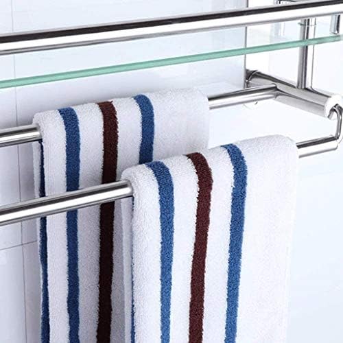 XJJZS staklena kutna polica za tuš i kupaonicu, zid montiran s držačem za ručnike kalje od stakla s policama za kupaonicu s ručnikom
