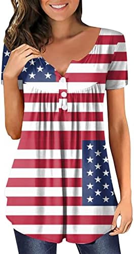 Ženski top za vježbanje za Dan neovisnosti za žene, američka veličina plus, 4. srpnja, sportske majice s izrezom u obliku slova U I