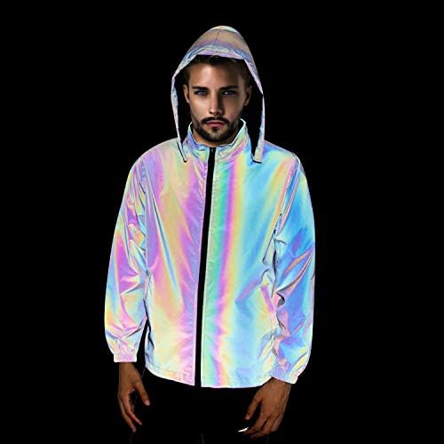 Glow Rainbow Custom Hip Hop Black Reflective Jacket za muškarce i žene, 2020NEW Tkanina sigurnosna jakna