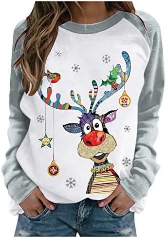 Božićne košulje ženska modna ležerna ležerna ruka dugih rukava okrugli vrat pulover majice gornja bluza
