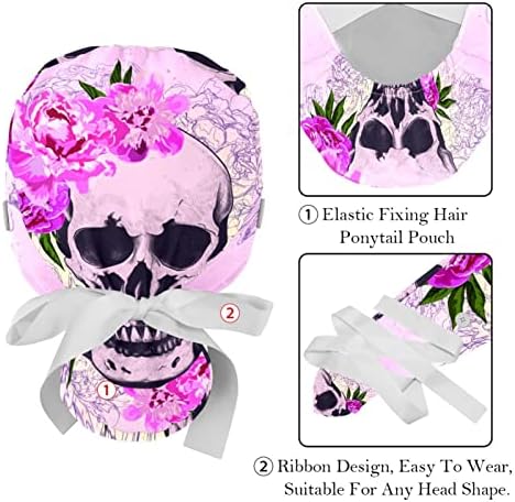 2 komada Vintage Retro Skull Skelton cvjetni elastični zavojni zavoj za žene i muškarce