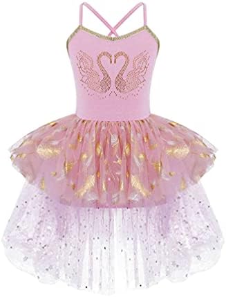 Pobjednički djevojaci djevojke cvjetni ruffle rukavi balet s labudovim bušilicama balerina haljina gimnastika plesna odjeća