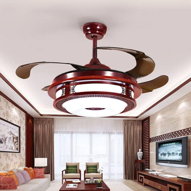 Nova kineska svjetiljka ventilatora nevidljiva stropna ventilator lampica restorana MUME LED svjetiljka čvrsto drvo retro daljinski