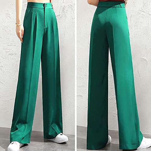 Lmsxct odijevanje hlače za žene rastezljive hlače s visokim strukom ravne noge labave udobne povremene poslovne radne hlače s džepovima