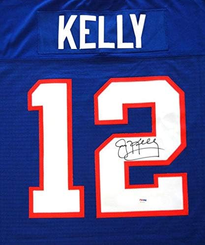 Buffalo Bills Jim Kelly Autographed Blue Mitchell & Ness Jersey Veličina 48 PSA/DNA Dionice 80996 - Autografirani NFL dresovi