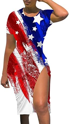 Muške kratke ženske maksi haljine Dan neovisnosti Ženska Američka zastava Ženska ljetna haljina od tunike s izrezom u obliku slova