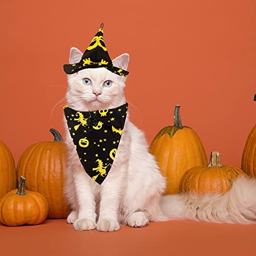 Kostimi za Noć vještica za mačke od 4 komada, mačji kostimi samo za mačke, mačja bandana za Noć vještica, Vještičji ogrtač, čarobnjački