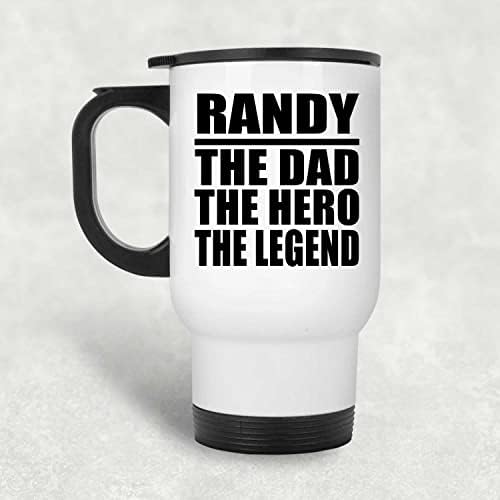 Dizajnsify Randy tata Hero Legenda, bijela putnička šalica 14oz nehrđajući čelik, darovi za rođendanske obljetnice Božićni božićni