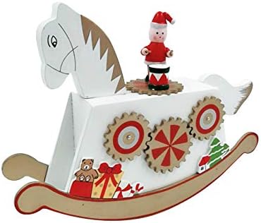 Letuwj stolni drveni konji za ljuljanje božićna kutija za glazbu crvena 10x7.522 inča