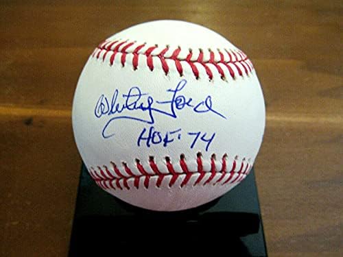 Whitey Ford Cy 61 WS MVP HOF 74 6 X WSC Yankees Stat Potpisan automatski bejzbol PSA - Autografirani bejzbols