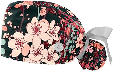 Ruža cvjetna trešnja podesiva radna kapa s držačem repa 2 PCS SPIRUB CAP BOUFFANT HAT za muškarce i žene jedna veličina