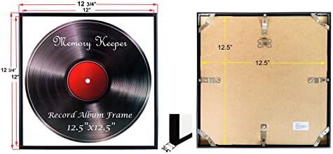 Black Music Record Frame s Real Glass, Deluxe, 12,5x12.5 inčni aluminijski metalni okvir za slike, napravljen za prikaz omota vinil