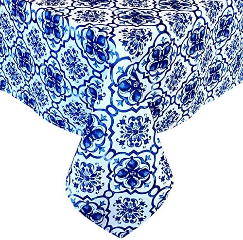 Newbridge plava amani pločica print unutarnji/vanjski tkanina stolnjak - Delft plavi medaljon dizajn dizajna tla otpornog na tkaninu