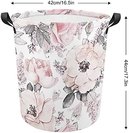 Foduoduo košarica za pranje rublja ružičasta cvjetna praonica rublja s ručkama preklopljiva vreća za odlaganje prljave odjeće za spavaću
