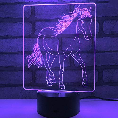 Jinnwell 3D konjska životinjska noćna lampica iluzija noćna svjetlost 7 boja za promjenu dodira prekidač stol za stol za dekoraciju