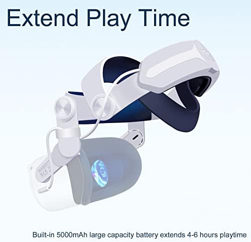 8-inčni remen za glavu s baterijom za 9-inčni, remen za glavu za veću udobnost i vrijeme igranja virtualne stvarnosti, Brzo punjenje