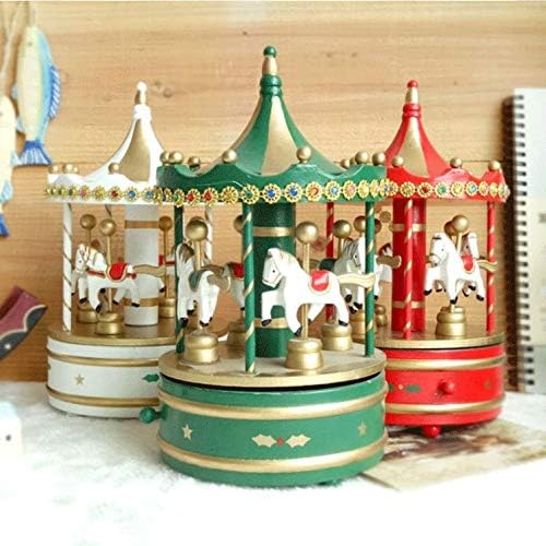 N/Drvena rotirajuća glazbena kutija Karousel Music Box Božićni ukras Music Box