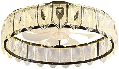 JHKZUDG Kristalni stropni ventilator sa svjetlom - 360 stupnjeva oscilirajući stropni ventilator sa svjetlima, Smart 3 Svjetlosna boja