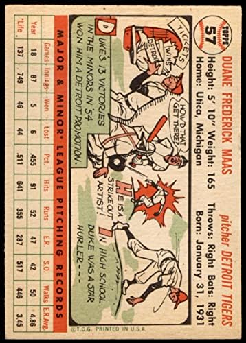 1956. Topps 57 Duke Maas Detroit Tigers VG/EX+ Tigrovi