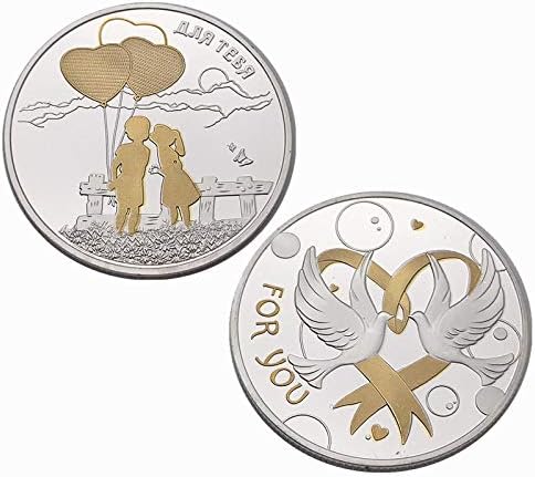 Kripto valuta ruska ljubav lovebirds u obliku srca u obliku srca srebrni prigodni kovanice sa zaštitnim naslovnicama kopija kovanica