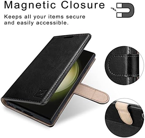 Torbica-novčanik Belemay za Samsung Galaxy S23 Ultra-Flip poklopac od prave kože-Nositelj kreditne kartice s mogućnošću zaključavanja