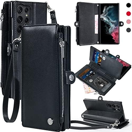 Torbica-novčanik GooseBox za Samsung Galaxy S23 Ultra, torbica S23 Ultra s remenom i za žene i muškarce [6 utora za kartice] Magnetski