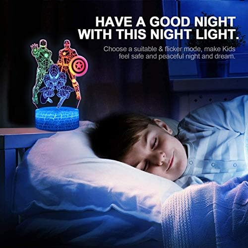 Noćno svjetlo za djecu, 3 inča Iluzijska svjetiljka s kontrolama na dodir, dinamična promjena boja s 3 uzorka, dječje igračke, Božićni