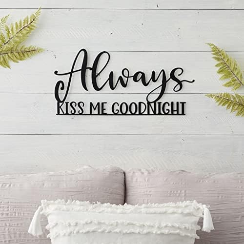 Metalni izrez uvijek me poljubi laku noć zidni znak za dekor spavaće sobe