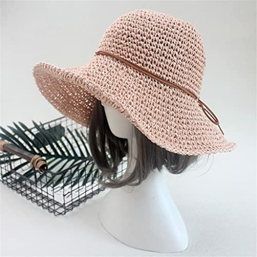 ZSEDP Ladies Sun Hat For Women Bowknot Raffia Hat sklopivi ljetni šešir Široka vrha plaža šešir ženskog chapeau femme