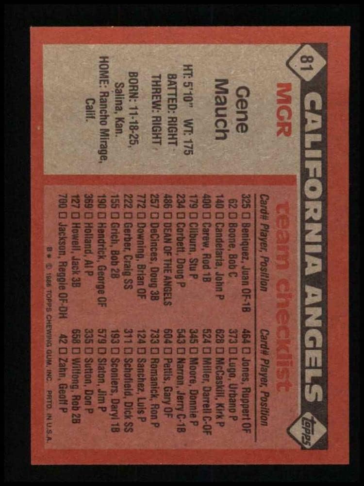 1986 Topps 81 Angels Team Popis Gene Mauch Los Angeles Angels NM/MT Angels