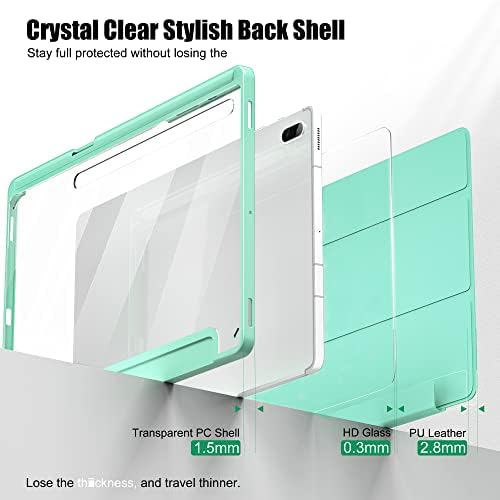 Qitayolife Hybrid Slim kućište za Galaxy Tab S7 Fe sa zaštitnikom zaslona, ​​prozirni prozirni stražnji poklopac otporan na udar sa
