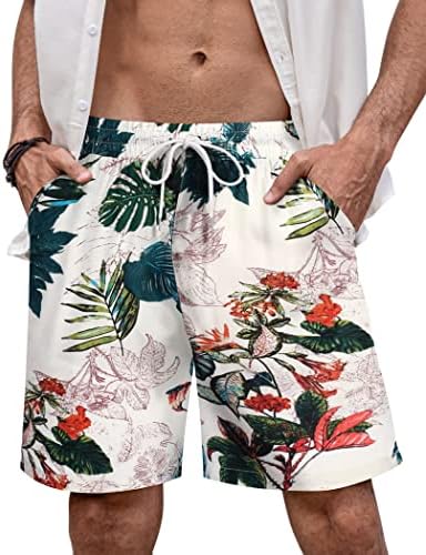 Muške havajske kratke hlače za plažu Ležerne kratke s elastičnim pojasom i cvjetnim vezicama