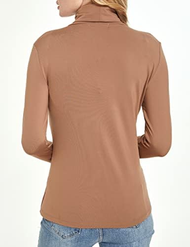 SSLR-Termal-majice za žene-turtleneck vrhovi dugih rukava s runom obložen zima vitka sloj podrugnjenog dlaka