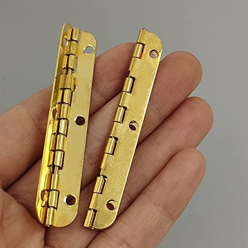Ganfanren 2pcs Zlatni metal šarke mini dugački zlatni šarke opreme za namještaj hardver ormarić kutija nakita drvena kućišta antikna