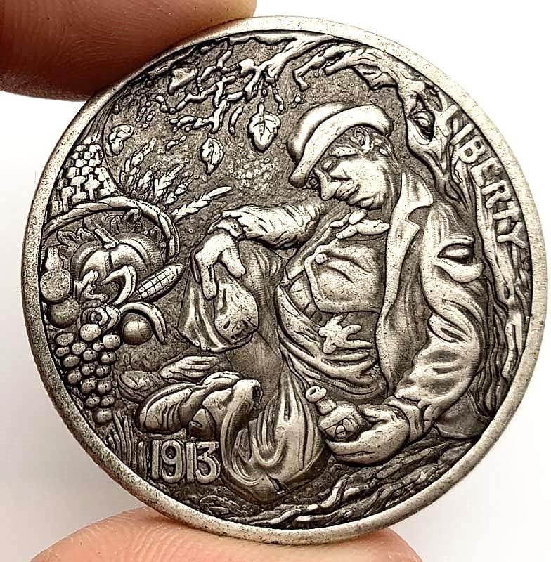 1913. Stariji beskućnik Antički bakarni kolekcija stare srebrne medalje kovanice utisnuti bakreni srebrni novčići Prigodni kovanice