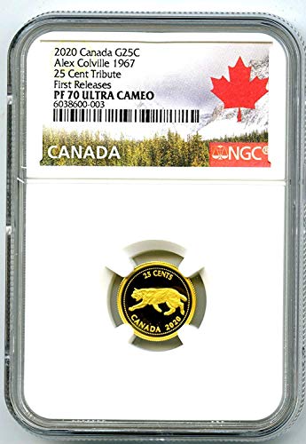 2020. CA Kanada Maple Leaf 1/10 oz .9999 Zlatni dokaz Alex Colville 1967 Bobcat Pop4 G25C PF70 UCAM NGC
