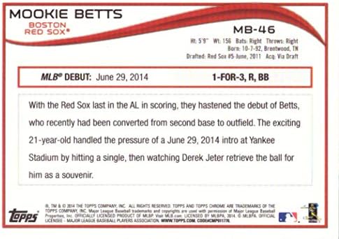 2014 Topps Chrome Update Mega Box Baseball MB-46 Mookie Betts Rookie debitantska kartica