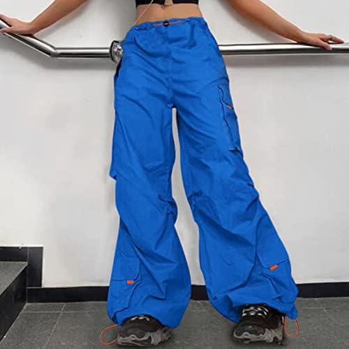 Padobranske hlače za žene opuštanje u skladu s ležernim vrećastim teretnim hlačama Trendy Y2K hlače visoki struk široke noge za noge
