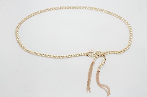TFJ Žene modni pojas mršavi jaki metalni lanac veze omotaju XS s m zlato
