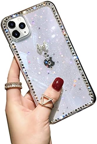 Pokočnica kompatibilna s iPhoneom 13 Pro Max Case luksuzni bling rhinestone blitter futrola za žene djevojke 3d dijamantski silikonski
