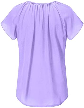 Majica za bluze za žene jesen ljetni kratki rukav v vrat peplum rastrgana nevoljena obična casual bluza 8d 8d