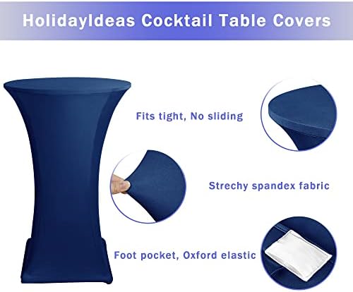 HolidayDideas koktel poklopci za stol, 6 pakiranja - ugrađeni Streather Spandex kvadratni uglovi kokteli stolnjaci