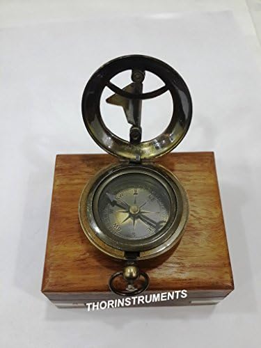 Nautički antikni gumb Radni kompas s drvenom kutijom rustikalni vintage pokloni za dekor doma